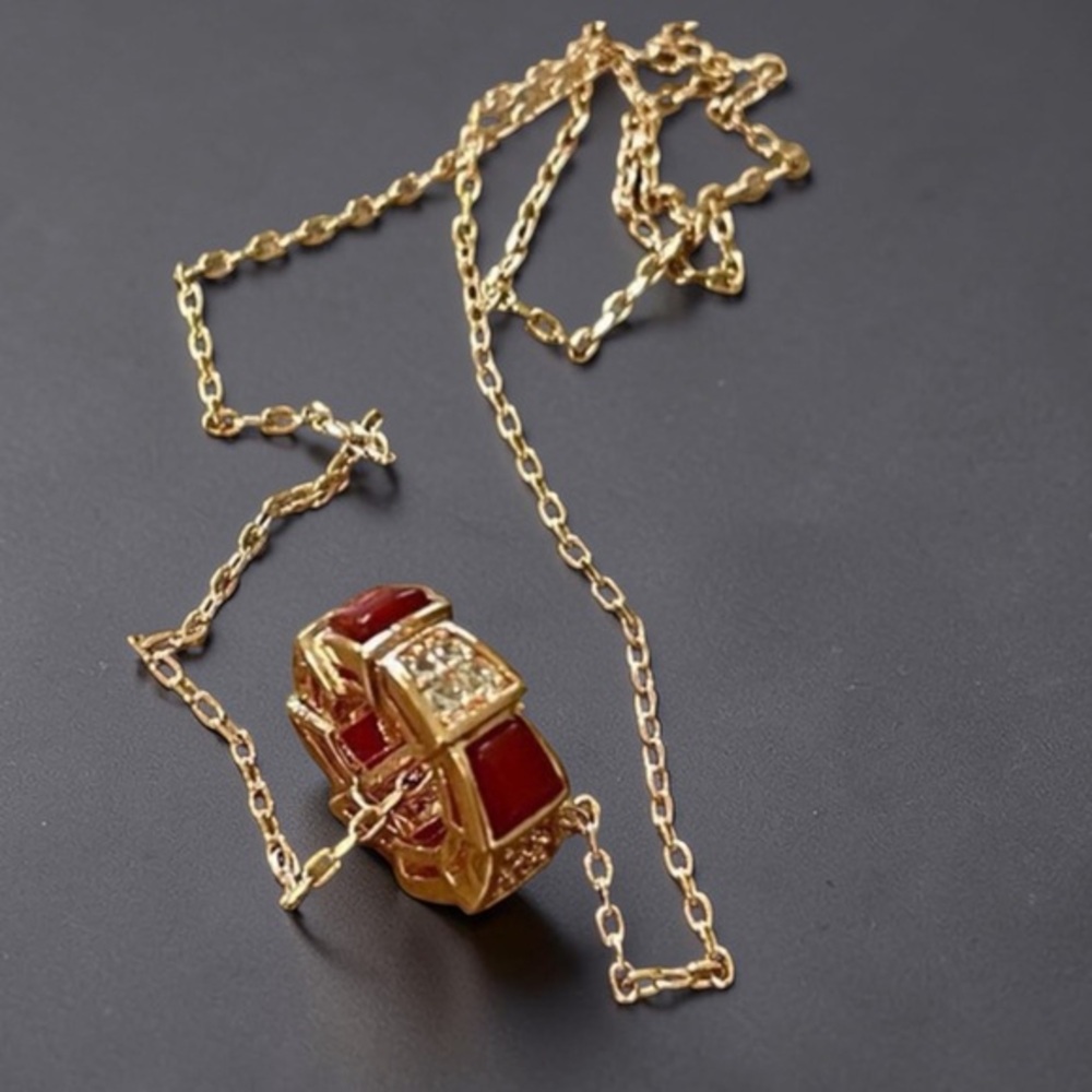 Snake Bone Rose Gold Plated Sterling Silver Necklace